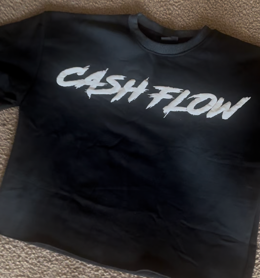 Black Oversized Cropped T-Shirt "Cash
Flow"